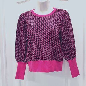 Philosophy Republic Clothing-Women's Black/Hot Pink Sweater Cropped-Size Medium